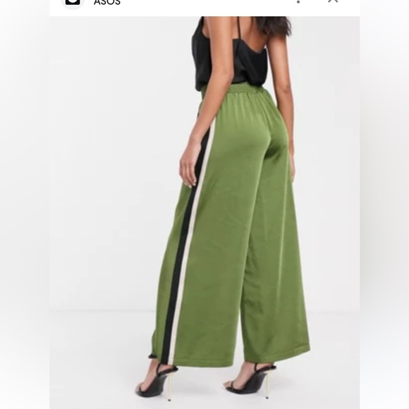 Lost INK olive green wide leg satin pants size small - Picture 2 of 9